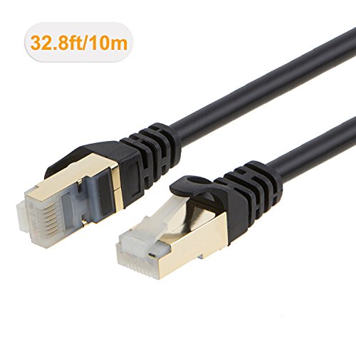 CableCreation Ethernet-Patchkabel, Kategorie 7, doppelt geschirmt, 50U, vergoldet, SSTP-Netzwerkkabel, bis 10 Gigabit, Bandbreite 600 MHz, 10 m, schwarz - 2