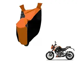 Auto Hub Water Resistant Bike Body Cover for KTM Duke 125 - Black/Orange