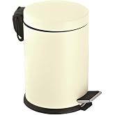 Vinoks Premium Serisi 5 Litre Hacimli Paslanmaz Banyo-Mutfak Pedallı &Ccedil;&ouml;p Kovası Krem, 5l