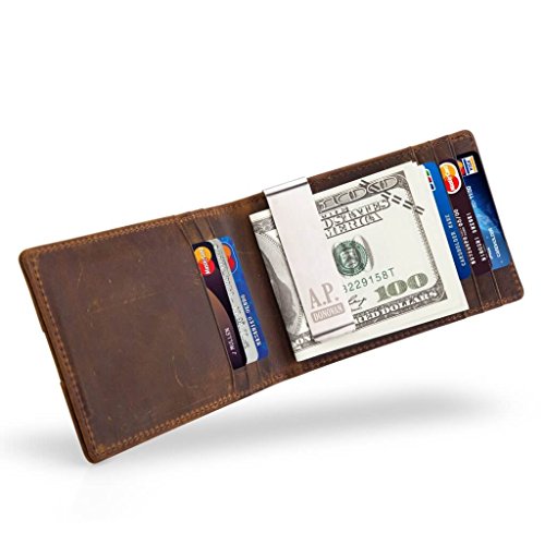 A.P. Donovan - Geldbörse Leder Herren braun | Portemonnaie mit Geldklammer | Echtleder Geldbeutel und Kreditkartenetui