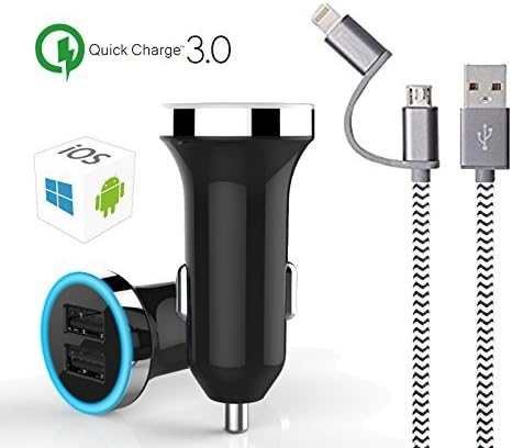 Toyota Prius DUAL USB Car Phone Charger Port + 2 in 1 iPhone Universal Cable Lead - 2005 - 2009