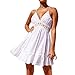 Produktbild Mallorma® Frauen Sommer Sleeveless Spitze Abend Partei Kurzschluss Kleider Halterkleid (M, weiß)