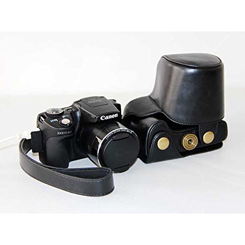 top Cuir PU Camera Case Sac Housse avec sangle d   paule pour Appareil photo Canon PowerShot SX500 SX510  Noir  non inclus 