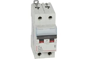 Legrand 407800E, Interruptor Automático Magneto Térmico, 2P, 16A, Curva C, 10 kA, 2 módulo, DX3