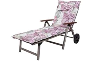 Kettler Polen KETTtex 0798 Auflage Rollliege Rom 0798 rosa-grau Blumen Landhaus 195x60x9 cm (ohne Liege)