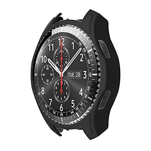 Saisiyiky Fundas para Samsung Gear s3 Frontier Protector Carcasa para Samsung Gear s3 Frontier Pulsera, Funda de Reloj de Silicona (Negro)