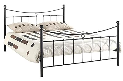 Comforium Lit 160x200 cm en métal coloris noir avec sommier