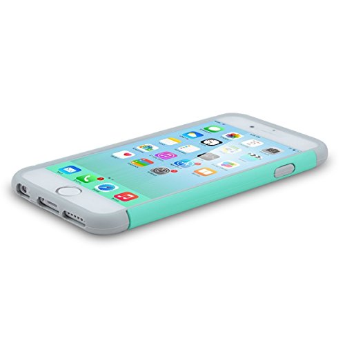 ULAK iPhone 6 6S 4 7  Funda Case doble protecci  n de capa delgada de H  brida a prueba de golpes de silicona Carcasa de piel para el iPhone de Apple 6 4 7  con protector de pantalla  Turpuoise   gris 