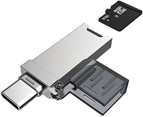FEBITE Micro SD/TF Card Reader, USB C and USB 2.0 Slot Memory Card Reader and Writer Adapter for PC/Computer/Macbook Pro/Air, Chromebook Pixel/Samsung Note 8/S8/S8 Plus, Smartphones with OTG Function