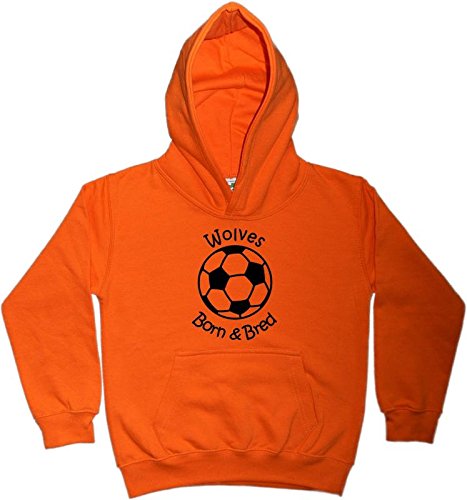 Hat-Trick Designs Wolverhampton Wanderers Football Baby/Kids/Childrens Hoodie Sweatshirt-9-11Yrs-Orange-Born & Bred-Unisex Gift