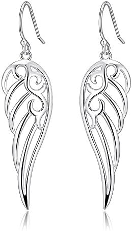 Sterling Silver Angel Wings Design Dangle Drop Earrings For Sensitive Ears By Renaissance Jewellery - New Product Promotion