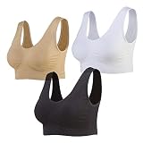 Lemef 3-Paquet Soutiens-Gorge de sans Couture Sport Yoga sans Armature avec Coussinets Amovibles pour Femmes