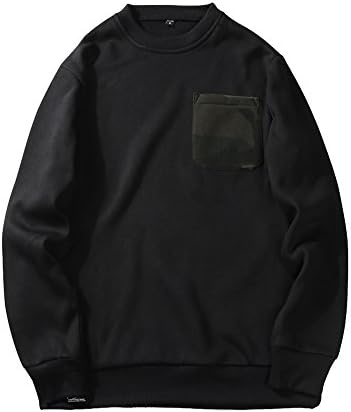 Moollyfox Mens Crewneck Camouflage Baggy Military Pullover Lightweight Breathable Sweatshirts Black XL