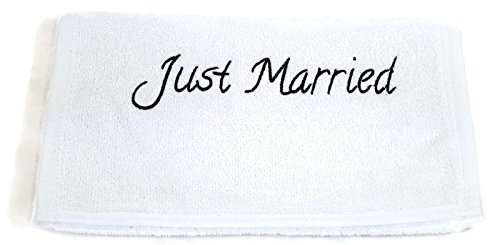 Hochzeits-Handtuch „Just Married“,- weiß, 30x50cm, Baumwolle, Geschenk, tolles Hochzeitsgeschenk für das Brautpaar / Hochzeitspaar - 3