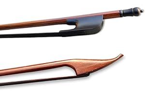 WUQIMUSC Brasilwood Violinbogen 4/4 Barock Stil Bogen mit Ebenholz Frosch Naturschwarz Pferdehaar glatt (schwarzes Haar)