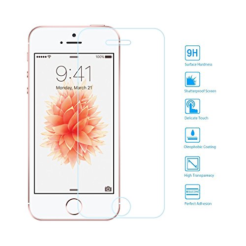 EasyAcc iPhone SE/5S/5C/5 3D Touch Glas Folie Schutzfolie Glas Panzerfolie Displayschutzfolie Glas – 9H Hardness aus gehärtetem Glas (bewusst kleiner als das Display, da dieses gewölbt ist) - 2
