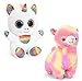 Produktbild 2in1-SET Kuscheltier Rainbow Einhorn und Lama | 2 Plüschtiere mit strahlenden glubschi Augen | 15cm hoch