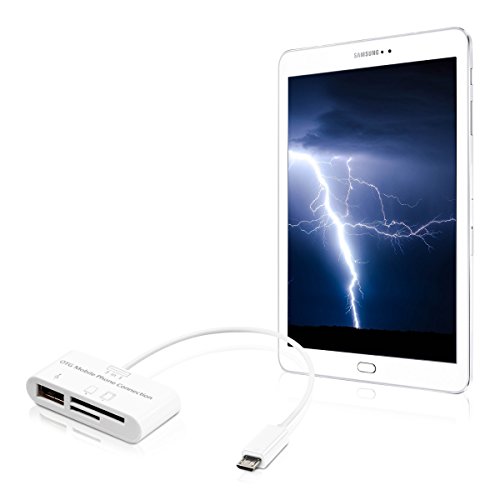 kwmobile 3in1 Micro USB OTG Kabel Adapter für Samsung Galaxy Tab S2 9.7 T810N/T813N/T815N/T819N – Card Reader Tablet Kartenleser Anschluss für USB 2.0 / SD Karte / Micro SD Karte in Weiß - 5