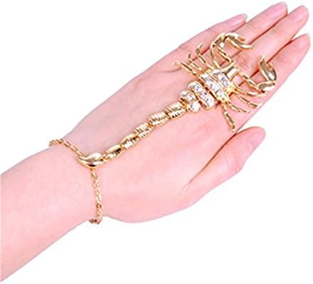 Goldtone Scorpion Adjustable Finger Ring Hand Chain Bracelet