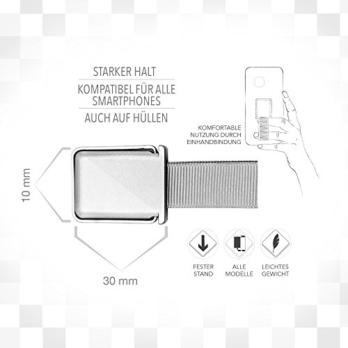ProtectPax Smartphone Fingerhalter mit Halter Griff Handyhalter Handy Halterung Einhandbedienung fÃ¼r iPhone Samsung Sony LG Huawei uvm. Silber/Metall