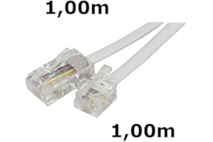 DITM® Cordon Téléphone ou ADSL RJ11 Male vers RJ 45 Male (1,00m, Blanc)