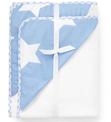 Twin Pack Hooded Towels White with Blue Stars Hood