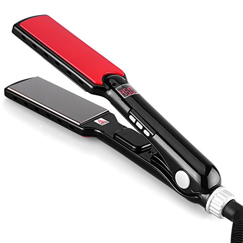 Professional Nano-Titanium Wet & Dry Flat Iron Infulsed Wide Plate, 1-3/4 Inch, Black