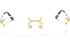 kachawoo Lunettes de soleil sans monture, carrées, couleur progressive, style rétro vintage