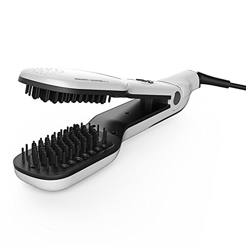 Hifina® glättungsbürste/Haarglätter bürste elektrisch mit Warmluft und LED Stecker(Weiß)