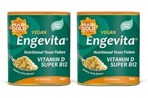 MARIGOLD HEALTH FOODS Marigold Vegan Engevita Nutritional Yeast Flakes with Vitamin D & Super B12, 100g (Pack of 2)