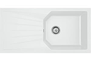 Liquida AGV100WH 1.0 Bowl Composite Reversible White Kitchen Sink and Waste Kit
