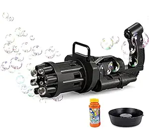Beston 8-Hole Electric Bubbles Gun for Toddlers Toys, New Gatling Bubble Machine Outdoor Toys for Boys and Girls (Color AS PER Availability)
