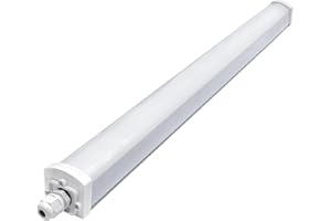 Long Life Lamp Company 18W 2ft Industrial LED Batten Tube Light Surface Mount or Hanging IP Rated Triproof Fittng in Cool White T8 Fluorescent Replacement Ceiling Home or Commercial Use
