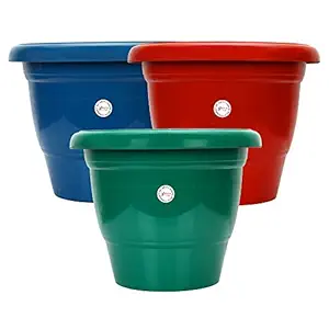 Gamla / Planter / Pot 12-inch (pack of 3 multicolored Pots) (pots colour may vary) for Garden Balcony Flowering Pot by Kraft Seeds
