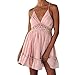 Produktbild Mallorma® Frauen Sommer Sleeveless Spitze Abend Partei Kurzschluss Kleider Halterkleid (XL, rosa)