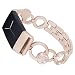 Produktbild samLIKE Edelstahl Armband für Fitbit Charge 3 für Damen Ersatzarmband Aushöhlen Design Sportarmband mit Glitzer Legierung Kristall Leicht zu Entfernen, 5 Farben, 140-205MM (Gold)