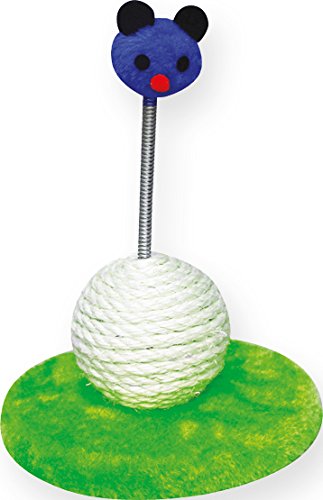Preisvergleich Produktbild PeSoBo Kratzball grün mit blauer Maus Katzenspielzeug Kratzspielzeug Katzen Spielzeug mini Kratzbaum