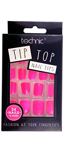 Technic Pack Of 24 Tip Top False Nail Tips-Bright Pink
