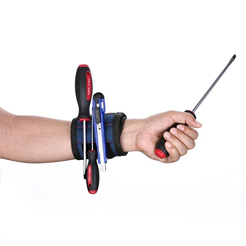 Latinaric Blau 39×5 cm Nylon Abeiter Atmungsaktiv Magnetarmband für Schrauben Nägel Bolzen - 7