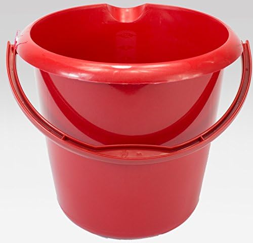 PLASTIX Strong Plastic Bucket with Handle Storage Waste Bin Container 5L 5 Litre (Red, 1)