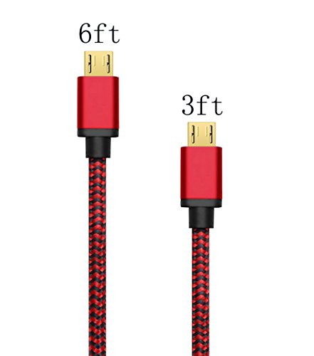 Micro USB Kabel Nylon, BeneStellar (2 Pack 0,9m & 1,8m) High Speed USB 2.0 A Male auf Micro B Synchronisations und Ladekabel für Android, Samsung, Huawei, HTC, Sony, Nexus, Xiaomi und mehr (Rot & Rot 0,9m & 1,8m) - 2