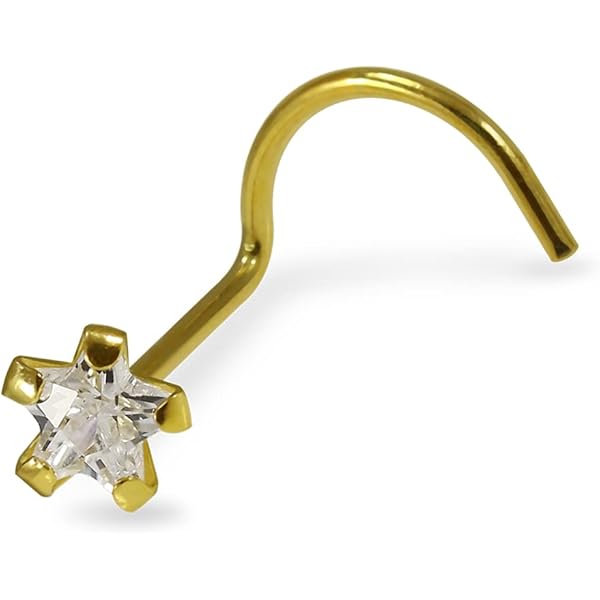 Piercing Narine En Or 9K Jaune - Fleur Cristal, Barre 22G (0,6 Mm) Longueur 7 Mm