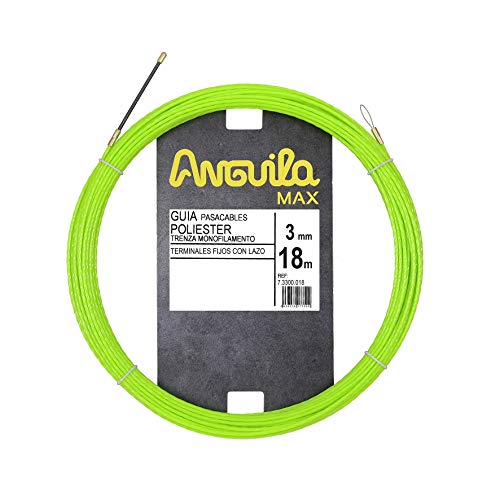 Anguila Max 7.3300.018 Guía pasacables Poliéster Trenzada Monofilamento Ø3mm 18 Metros y terminales Fijos con Lazo, Verde