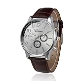 Herren Armbanduhr,Kingwo Mens Wristwatch neue Business Uhren Retro Design Lederband Analog Legierung Quarz Armbanduhr Armband 22CM (H)