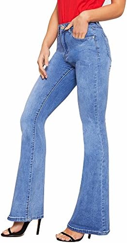 SCO New Womens Ladies Stretch Flared Boot Cut Denim Jeans (14, Light Blue)