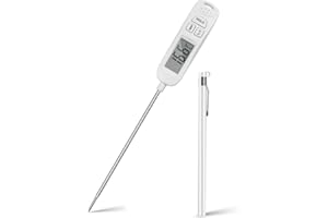 PITASHA Termómetro Cocina Termómetros Alimentos Digital de Lectura Instantánea Termómetros con Sonda Larga pantalla LCD grande para Carne Barbacoa Comida Liquidos Aceite Agua