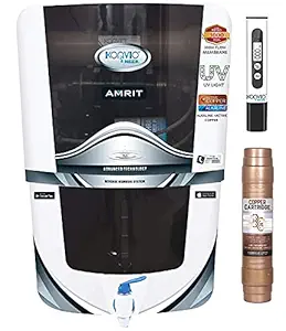 Konvio Neer Amrit RO + UV + UF + TDS Adjuster Water Purifier with Advance UV and High TDS 3000 Membrane (Black Alkaline + Copper)