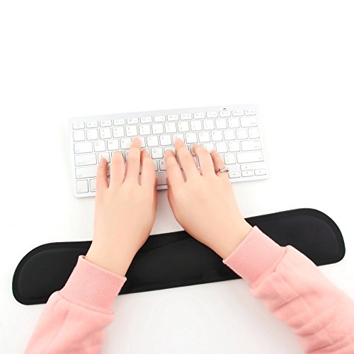 TRIXES Almohadilla de gel para teclados y alfombrilla para el rat  n con soporte para la mu  eca en negro