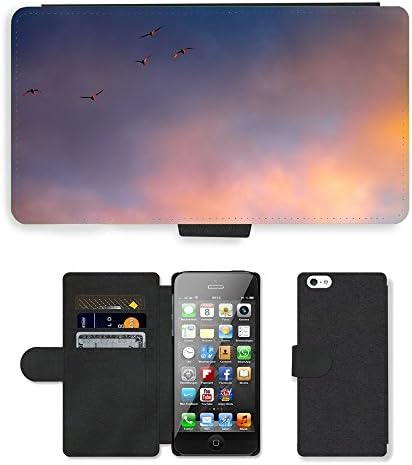 Super Stellar Cell Phone Card Slot PU Leather Wallet Case // M00127103 Cloud Color Birds Flight // Apple iPhone 5 5S 5G
