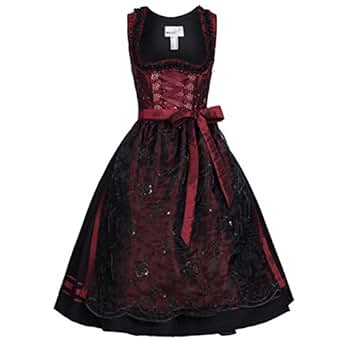 Dirndl Henni in bordeaux schwarz von Marjo (36): Amazon.de